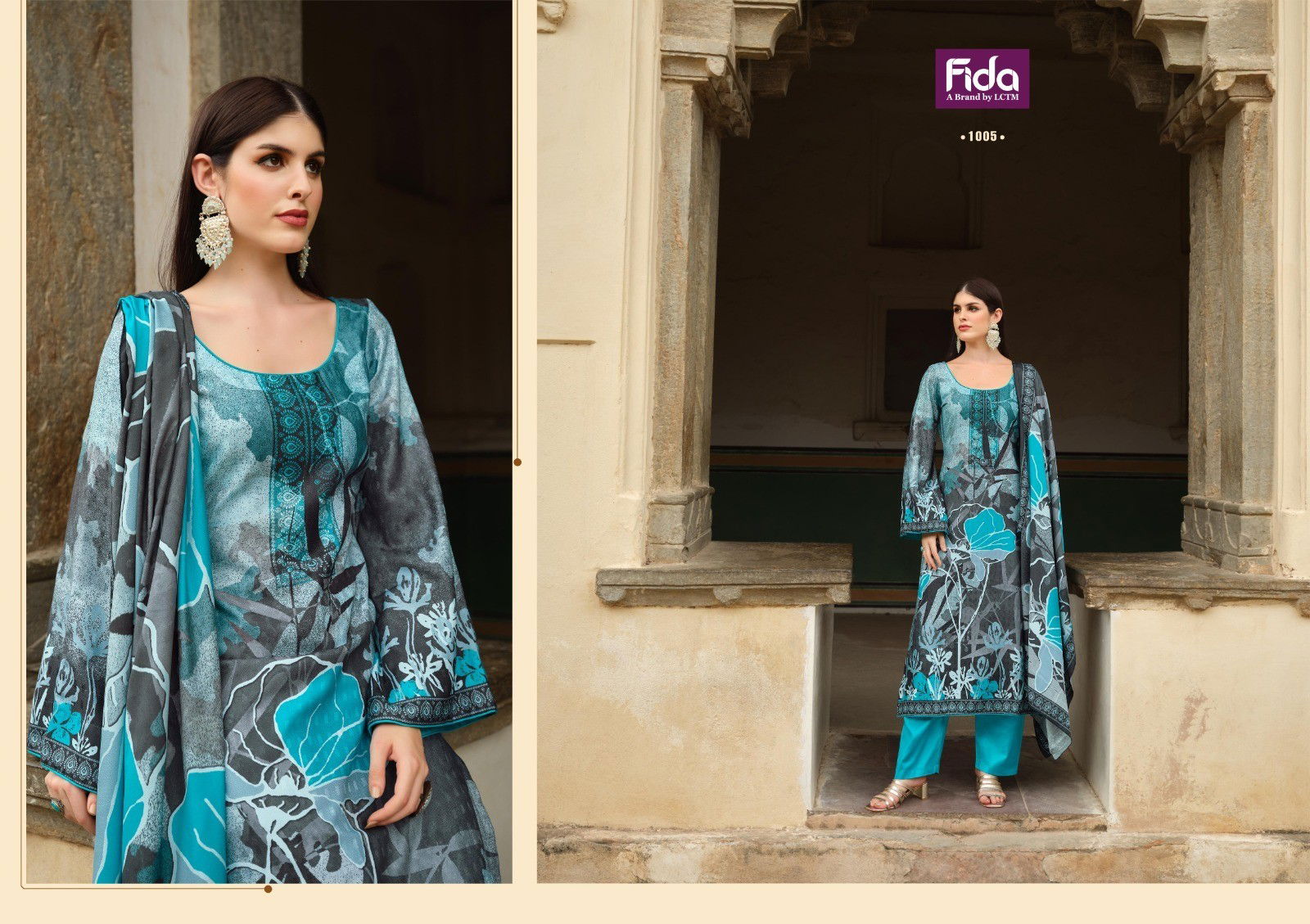 Fida Wave Printed Pashmina Dress Material Catalog
